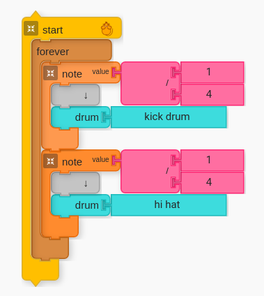 Blocks configured as a simple metronome.
