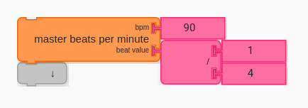 Master Beats per Minute Block set to 90 BPM for the quarter note.
