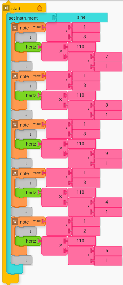 Music in Music Blocks with Only Harmonics